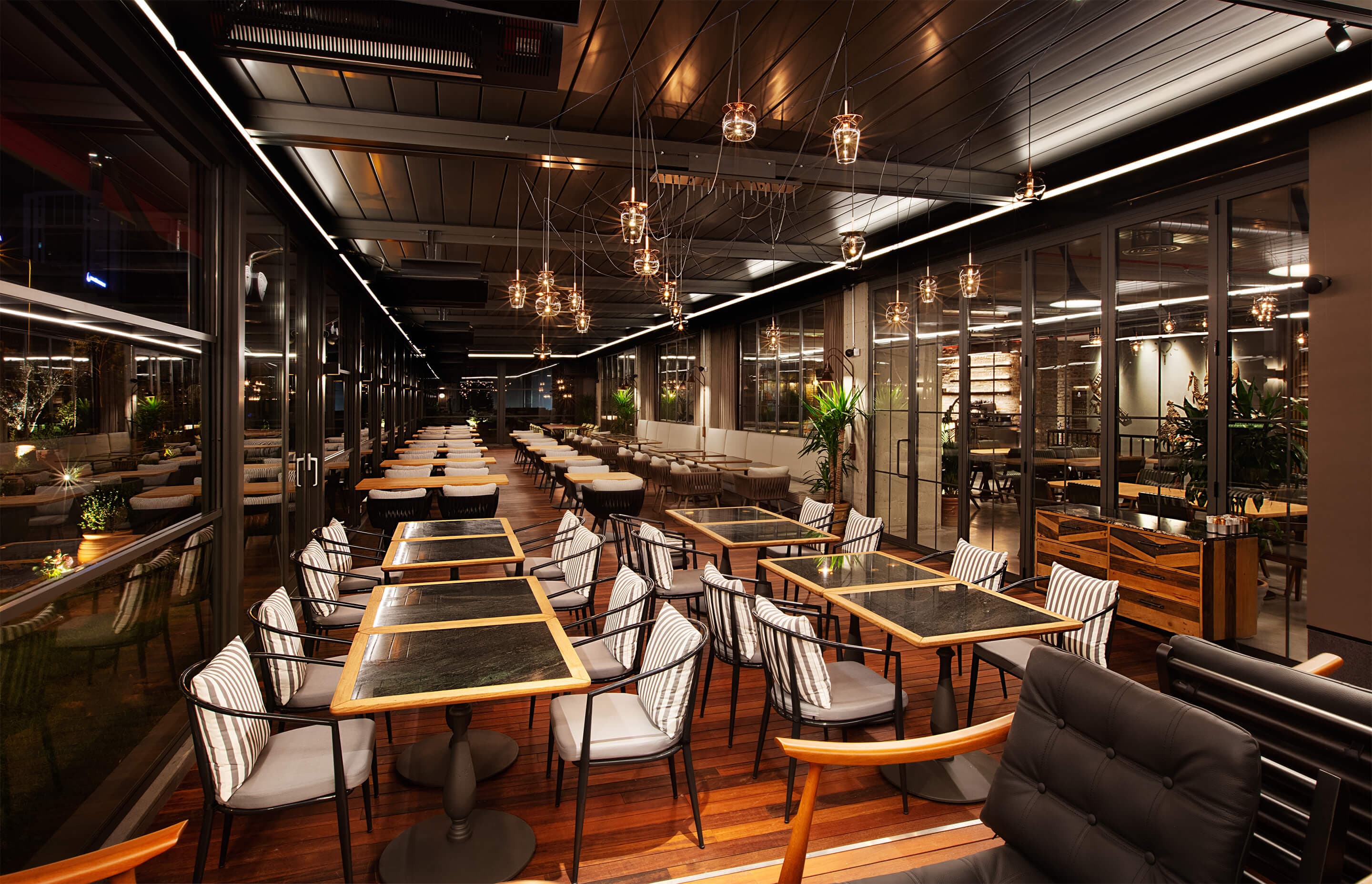 commercial glass enclosure night interior 01