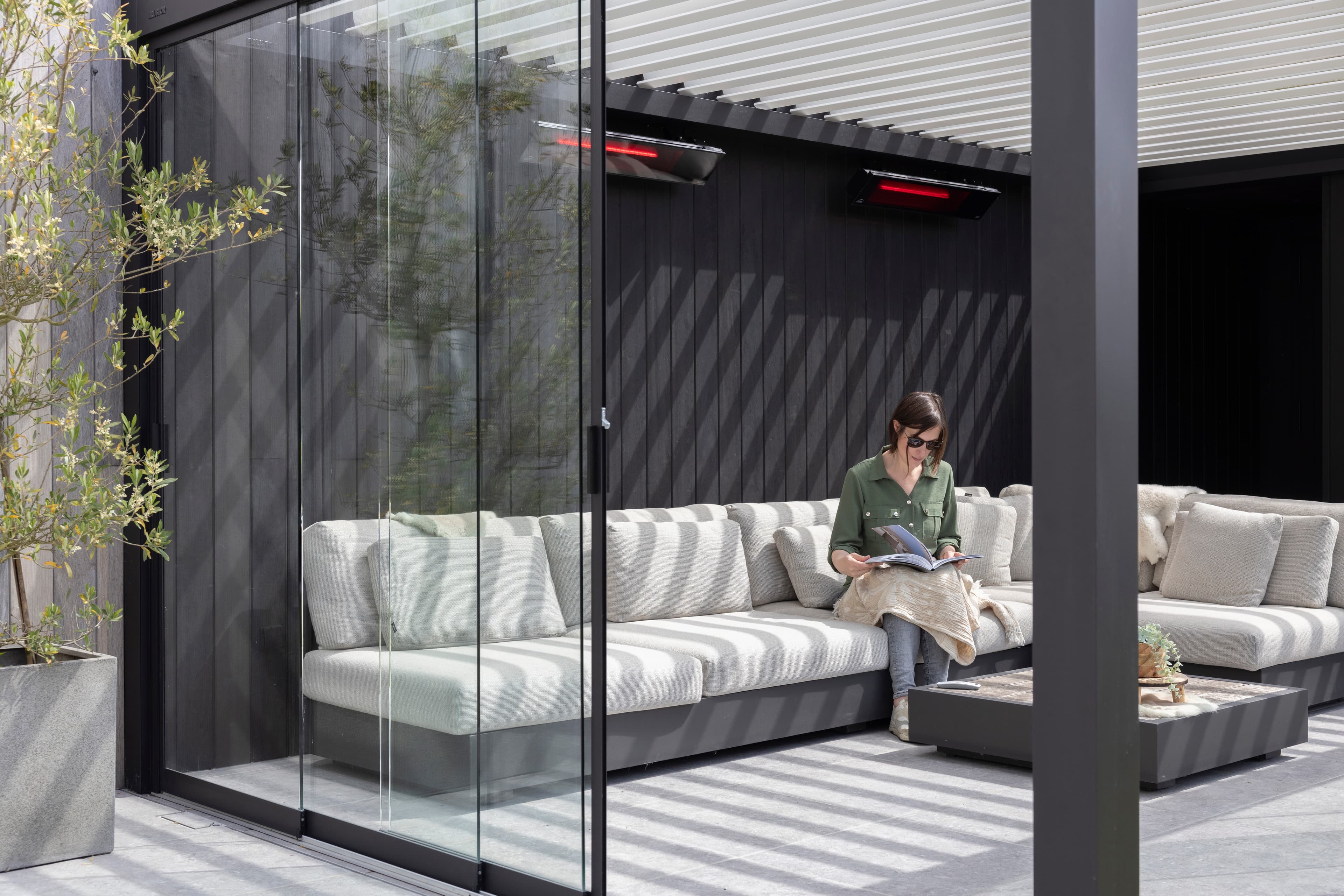 glass enclosure partial open