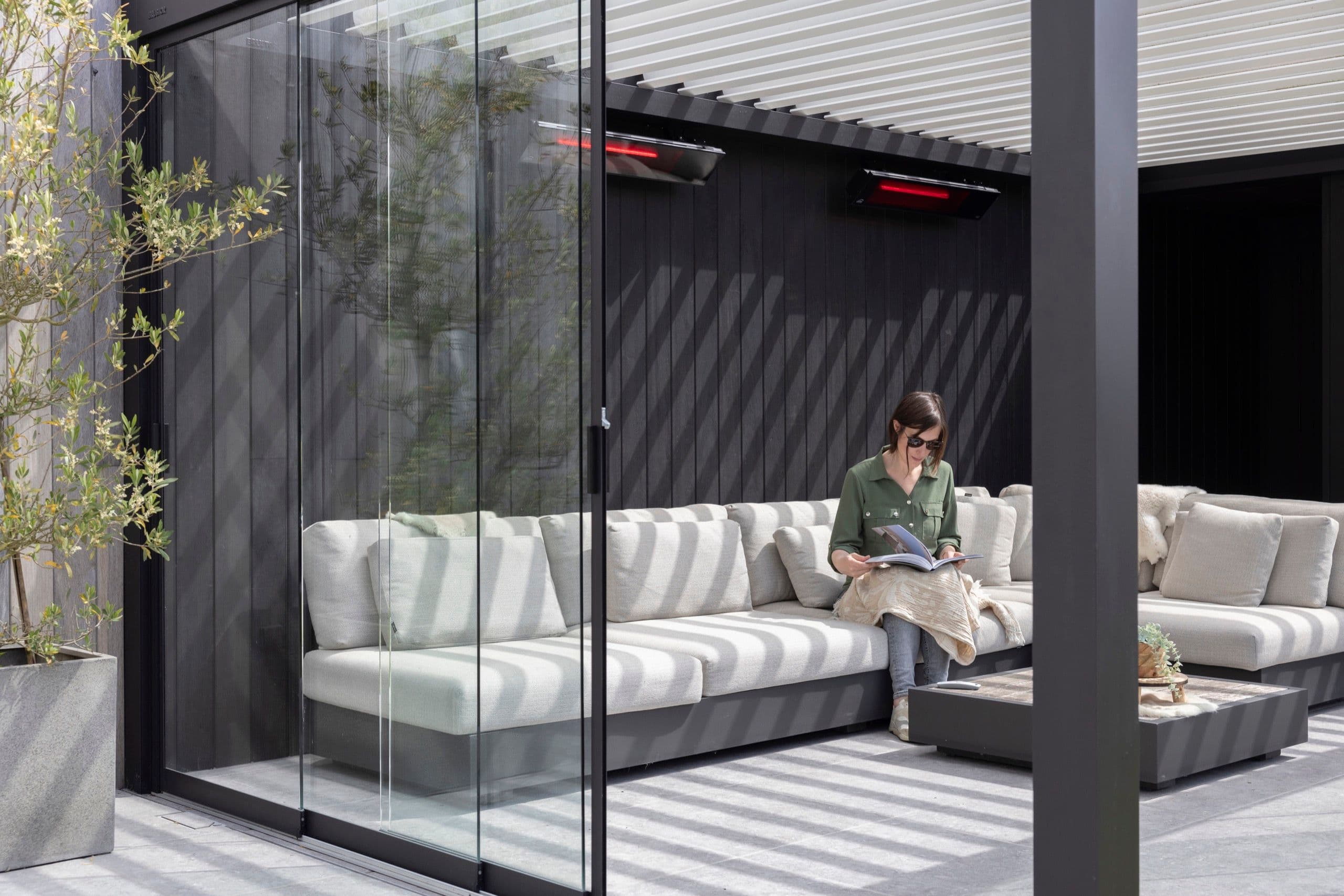 glass enclosure partial open